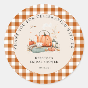 Sticker Rond Citrouille et épices et tout Baby shower agréable