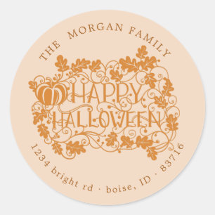 Sticker Rond citrouille et vigne heureux halloween adresse de r
