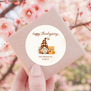 Sticker Rond Citrouille Fall Gnomes Thanksgiving