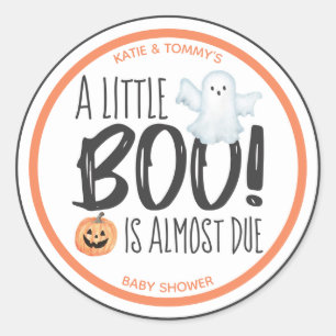 Sticker Rond Citrouille fantôme de Halloween Baby Shower 