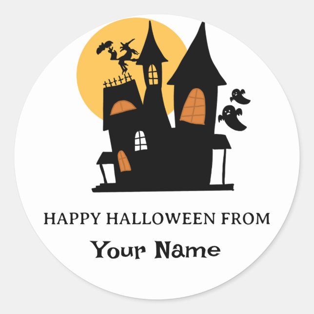 Sticker Rond Citrouille Fantôme mignon Joyeux Halloween personn (Devant)