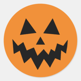 Sticker Rond Citrouille Halloween Jack-o'-lantern Orange