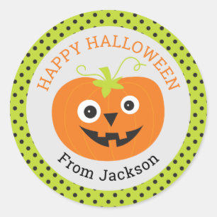 Sticker Rond Citrouille Halloween personnalisé