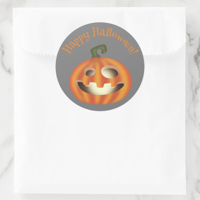 Sticker Rond Citrouille Halloween trick or treat  (Sac)