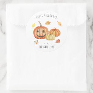 Sticker Rond Citrouille Joyeux Halloween