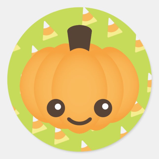 Sticker Rond Citrouille Kawaii (Devant)