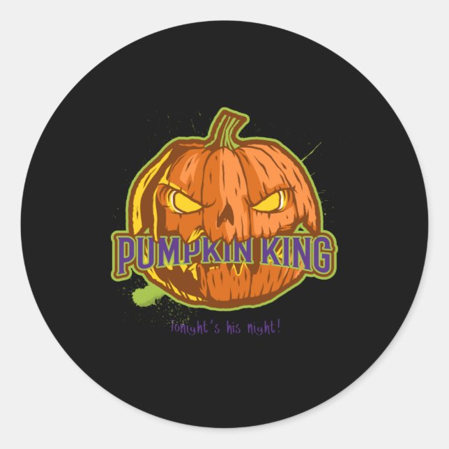 Sticker Rond Citrouille King Tonight sa nuit (Devant)