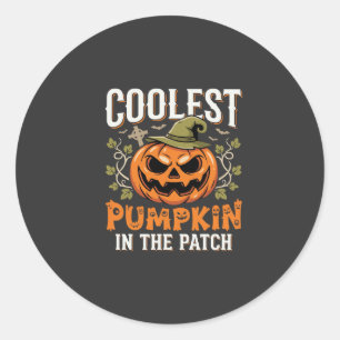 Sticker Rond Citrouille la plus cool du patch design Halloween