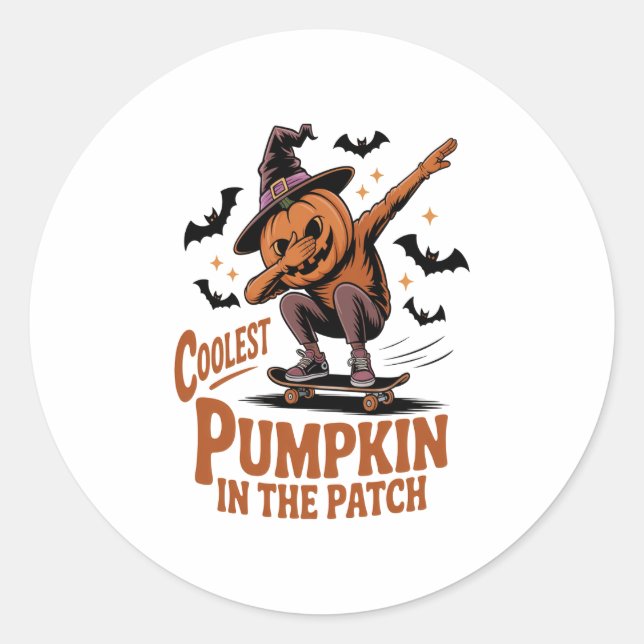 Sticker Rond Citrouille le plus froid dans le patch (Devant)