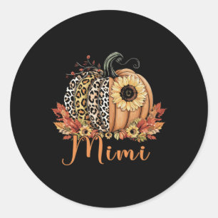 Sticker Rond Citrouille Léopard De Thanksgiving Et Mimi De Tour