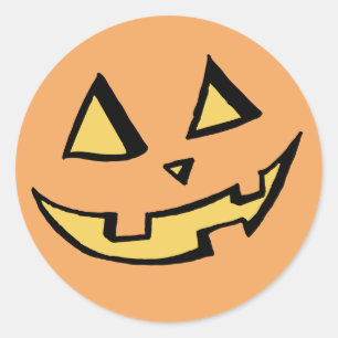 Sticker Rond Citrouille no 2, Jack O'Lantern