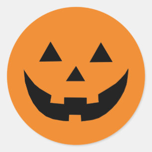 Sticker Rond Citrouille orange Jack-o'-lantern fun Halloween