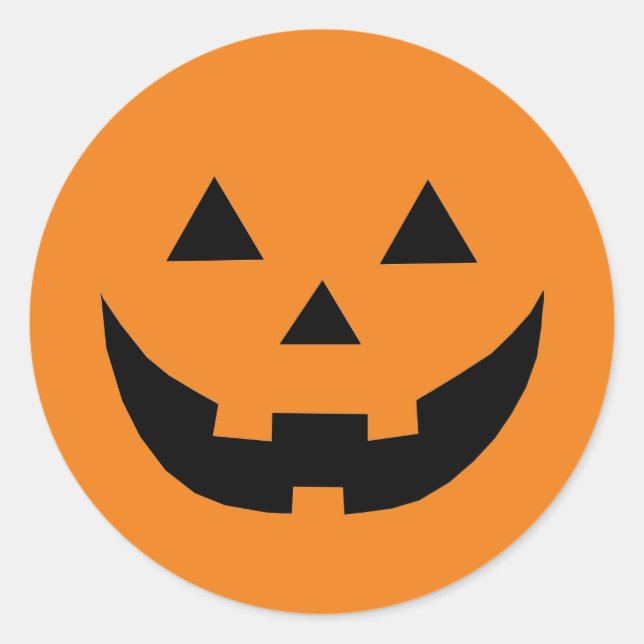 Sticker Rond Citrouille orange Jack-o'-lantern fun Halloween (Devant)