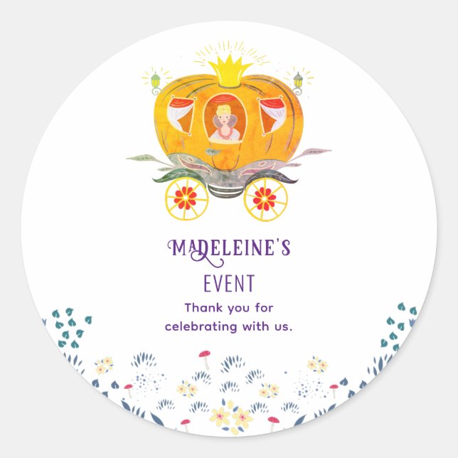 Sticker Rond Citrouille Princesse Carriage Fleurs sauvages Anni (Devant)