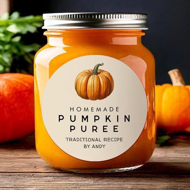 Sticker Rond Citrouille purée recette faite maison en conserve  (Créateur téléchargé)