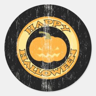 Sticker Rond Citrouille Retro Halloween