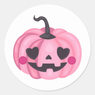 Sticker Rond Citrouille rose