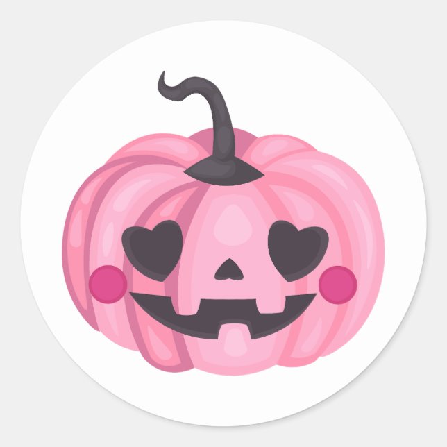 Sticker Rond Citrouille rose (Devant)