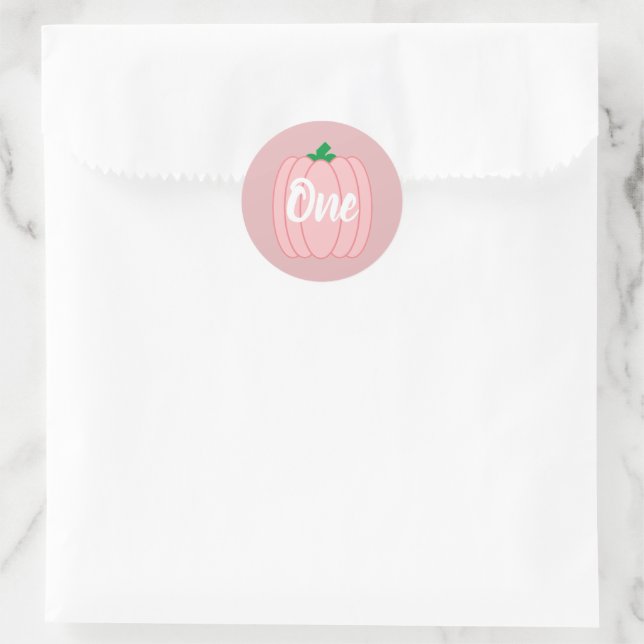 Sticker Rond Citrouille rose 1er anniversaire (Sac)