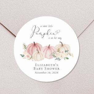 Sticker Rond Citrouille Rose Floral Baby Girl Douche