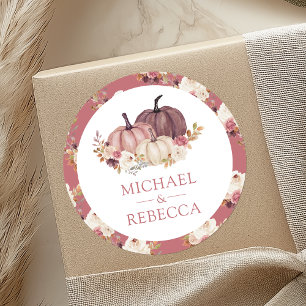 Sticker Rond Citrouille Rose rose pâle Mariage