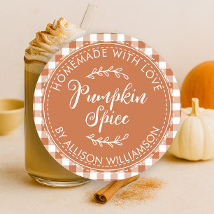 Sticker Rond Citrouille rustique fait maison Épice Brûlée Orang