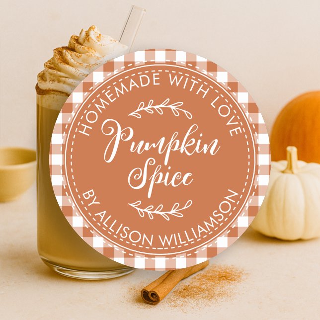 Sticker Rond Citrouille rustique fait maison Épice Brûlée Orang (Créateur téléchargé)