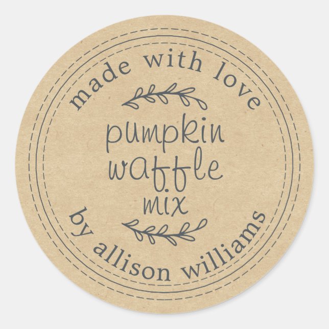 Sticker Rond Citrouille rustique fait maison gaufre Mix papier  (Devant)