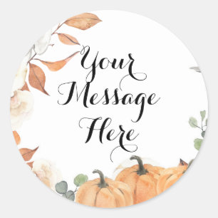 Sticker Rond Citrouille rustique Tombez amoureux Votre message 