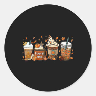 Sticker Rond Citrouille Spice Latte Fall Café Citrouille Spice