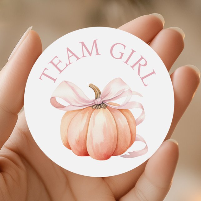 Sticker Rond Citrouille Team Girl Gender Revela (Créateur téléchargé)
