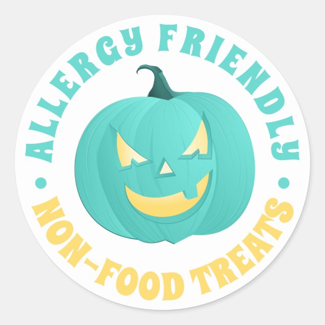 Sticker Rond Citrouille turquoise Allergie non alimentaire Trai (Devant)