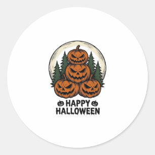 Sticker Rond Citrouille Vintage Halloween Jack O Lanterne Fores