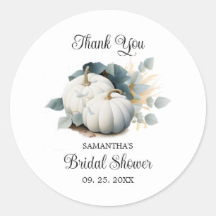 Sticker Rond Citrouilles blancs et Merci de l'eucalyptus