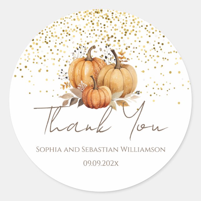 Sticker Rond Citrouilles d'automne Boho Merci (Devant)