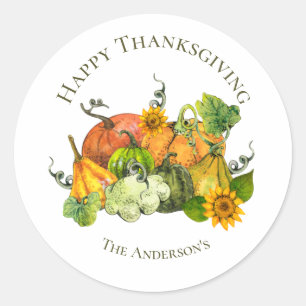 Sticker Rond Citrouilles d'automne personnalisées pour l'Action