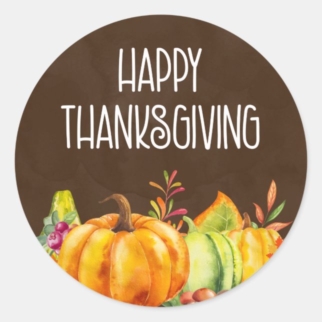 Sticker Rond Citrouilles de la récolte de bons thanksgivings (Devant)