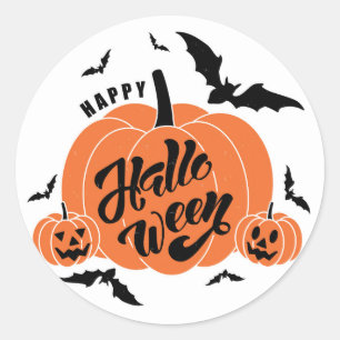 Sticker Rond Citrouilles effrayantes festives Fête d'Halloween