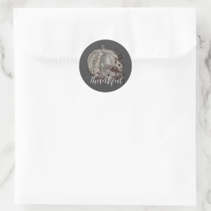 Sticker Rond Citrouilles Fantaisistes Florales Baies Rouges Rec