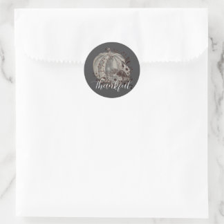 Sticker Rond Citrouilles Fantaisistes Florales Baies Rouges Rec