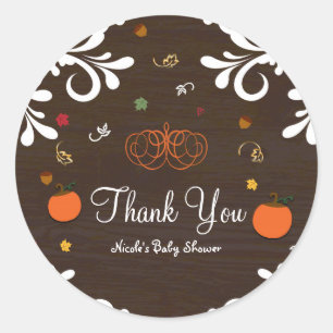 Sticker Rond Citrouilles Feuilles & Bois Tombez Amoureux Baby S