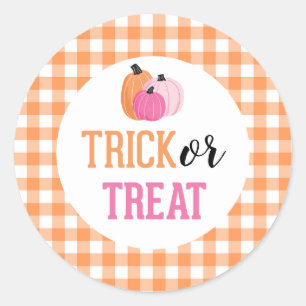 Sticker Rond Citrouilles roses pour la tournée des friandises d