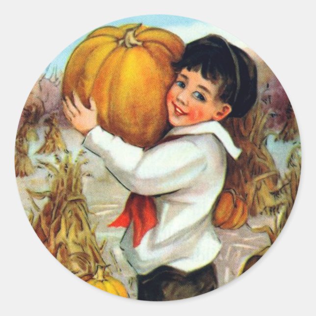 Sticker Rond Citrouilles vintages (Devant)