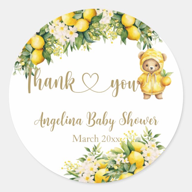 Sticker Rond Citrus citron Baby shower d'accueil été (Devant)