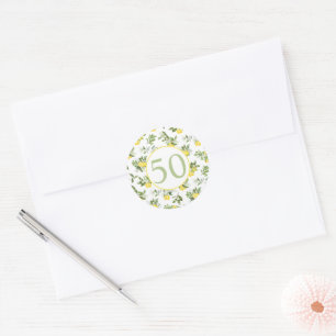 Sticker Rond Citrus citron moderne 50e anniversaire