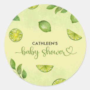 Sticker Rond Citrus de citron vert frais Baby shower neutre