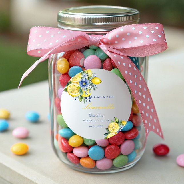 Sticker Rond Citrus fait maison Limoncello Citron Mariage faveu (Créateur téléchargé)