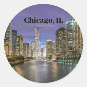 Sticker Rond City Lights, Chicago, IL