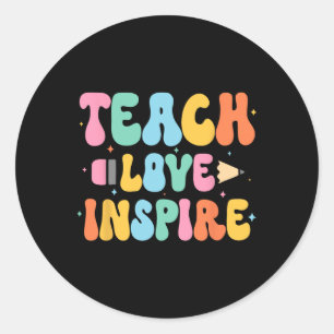 Sticker Rond Ck À L'école Enseigner L'amour Inspirer Enseignant