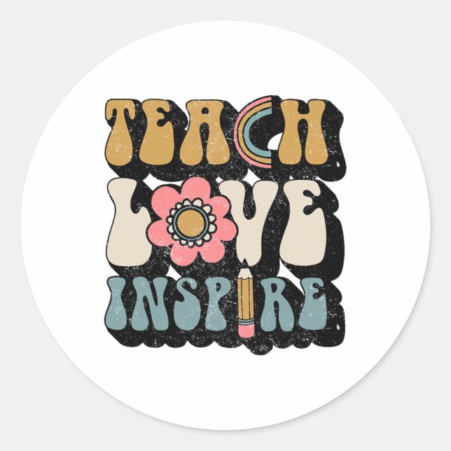 Sticker Rond Ck To School Enseigner L'Amour Inspirer Les Enseig (Devant)
